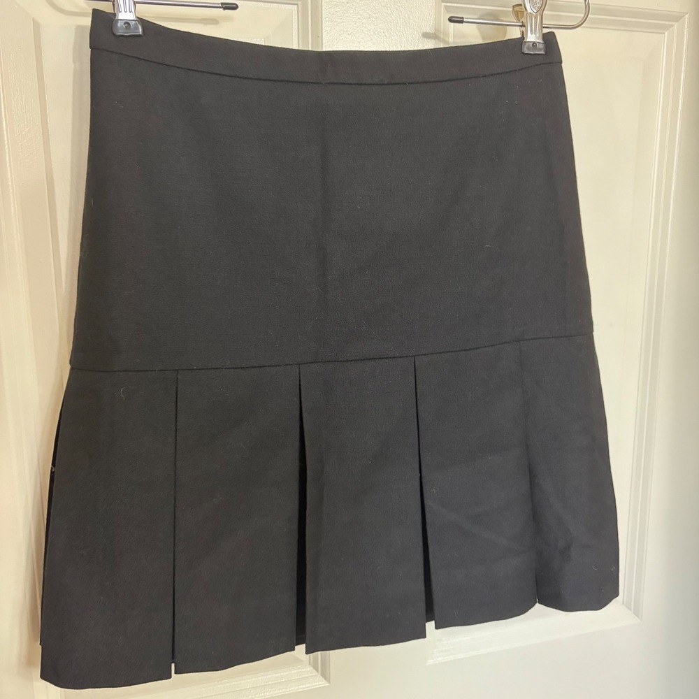 J.Crew Black Pleated Drop Waist Mini Skirt NWT Size 2P